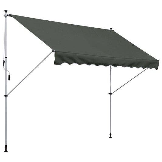 Outsunny Toldo Manual Retráctil 300x150x170-280 cm Toldo para Balcón con Altura Ajustable Manivela y Protección Solar para Terraza Jardín Gris