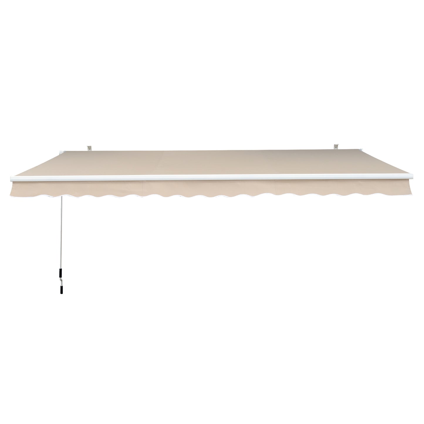 Outsunny Toldo Manual Retráctil 295x250 cm Toldo para Balcón con Manivela de Metal Impermeable y Anti-UV Toldo Enrollable de Exterior para Jardín Terraza Ventanas Crema