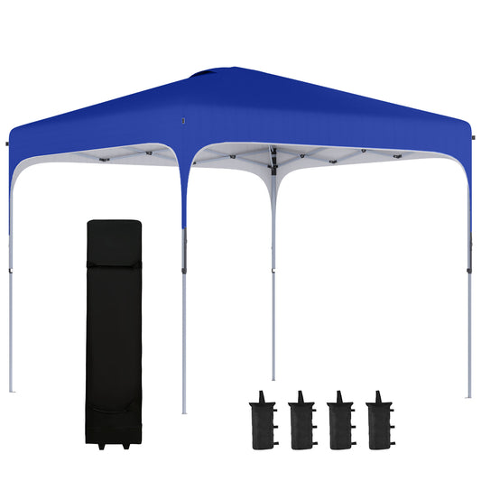 Outsunny Carpa Plegable 2,5x2,5x2,7 m Cenador de Jardín Emergente con Altura Ajustable Protección UV50+ Impermeable 4 Bolsas de Arena y Bolsa de Transporte Gazebo para Exterior Camping Fiestas Azul