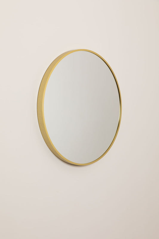 Espejo de Pared Redondo para Baño en Metal Siloh Gold Ø61 cm -  SKLUM