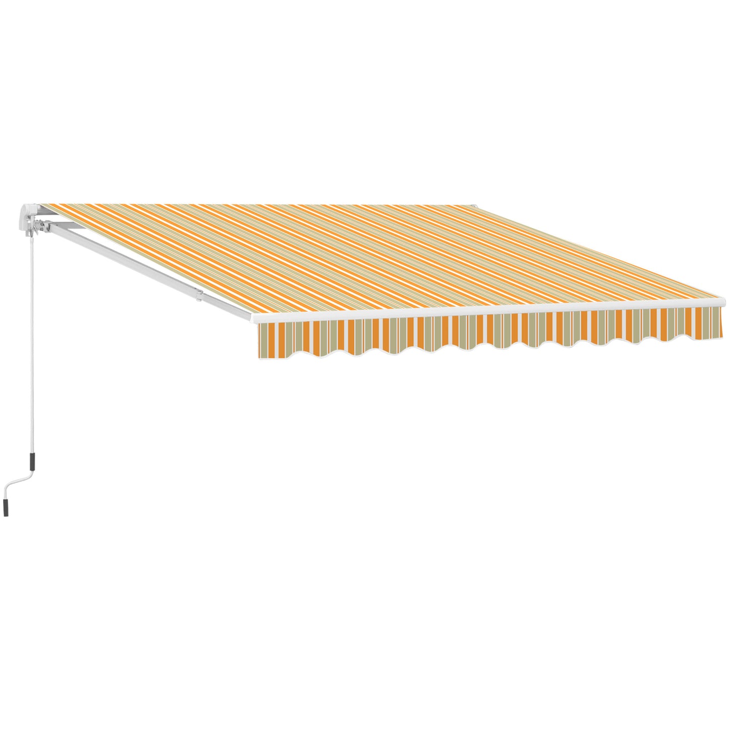 Outsunny Toldo Manual Retráctil 300x250 cm Toldo para Balcón con Manivela de Metal Impermeable y Anti-UV Toldo Enrollable de Exterior para Jardín Terraza Ventanas Amarillo y Blanco