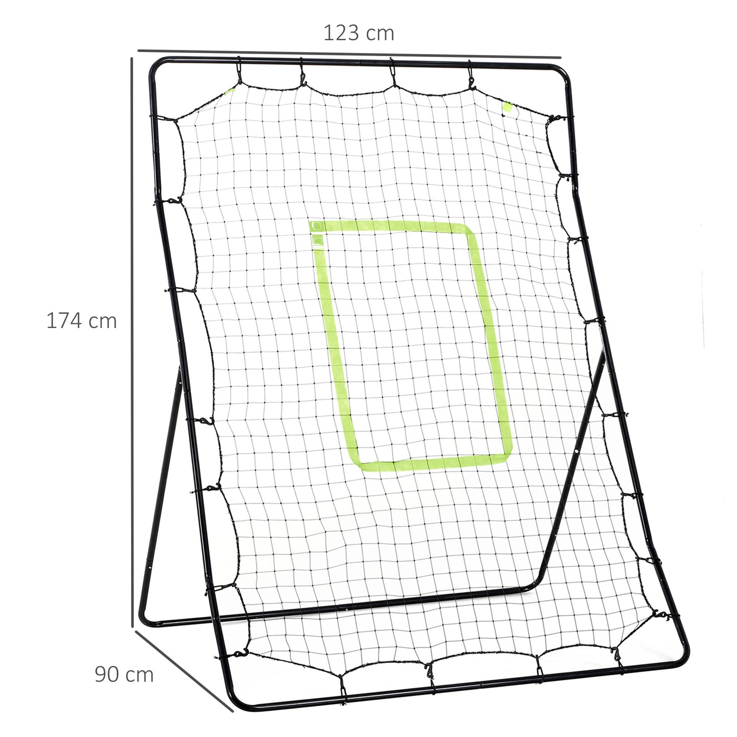 HOMCOM Red de Béisbol Red de Práctica de Béisbol y Softbol con Marco Metálico y Ganchos para Entrenamiento de Fútbol Tenis 123x90x174 cm Negro