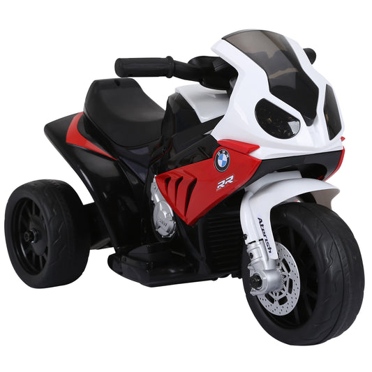 HOMCOM Moto Eléctrica para Niños de 18-36 Meses con Licencia BMW S1000RR Motocicleta de Batería 6V Moto Infantil con Música Carga 20 kg Rojo