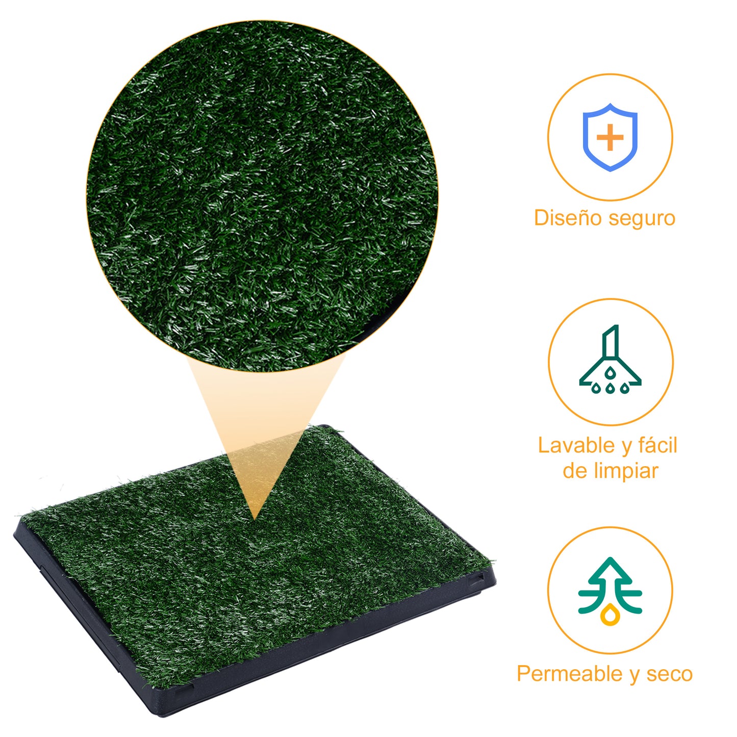 PawHut Inodoro para Perros con Césped Artificial y Bandeja Inodoro Interior para Mascotas con Cajón Lavable para Hacer Pis Pipi Orinar 51x63x6 cm Verde