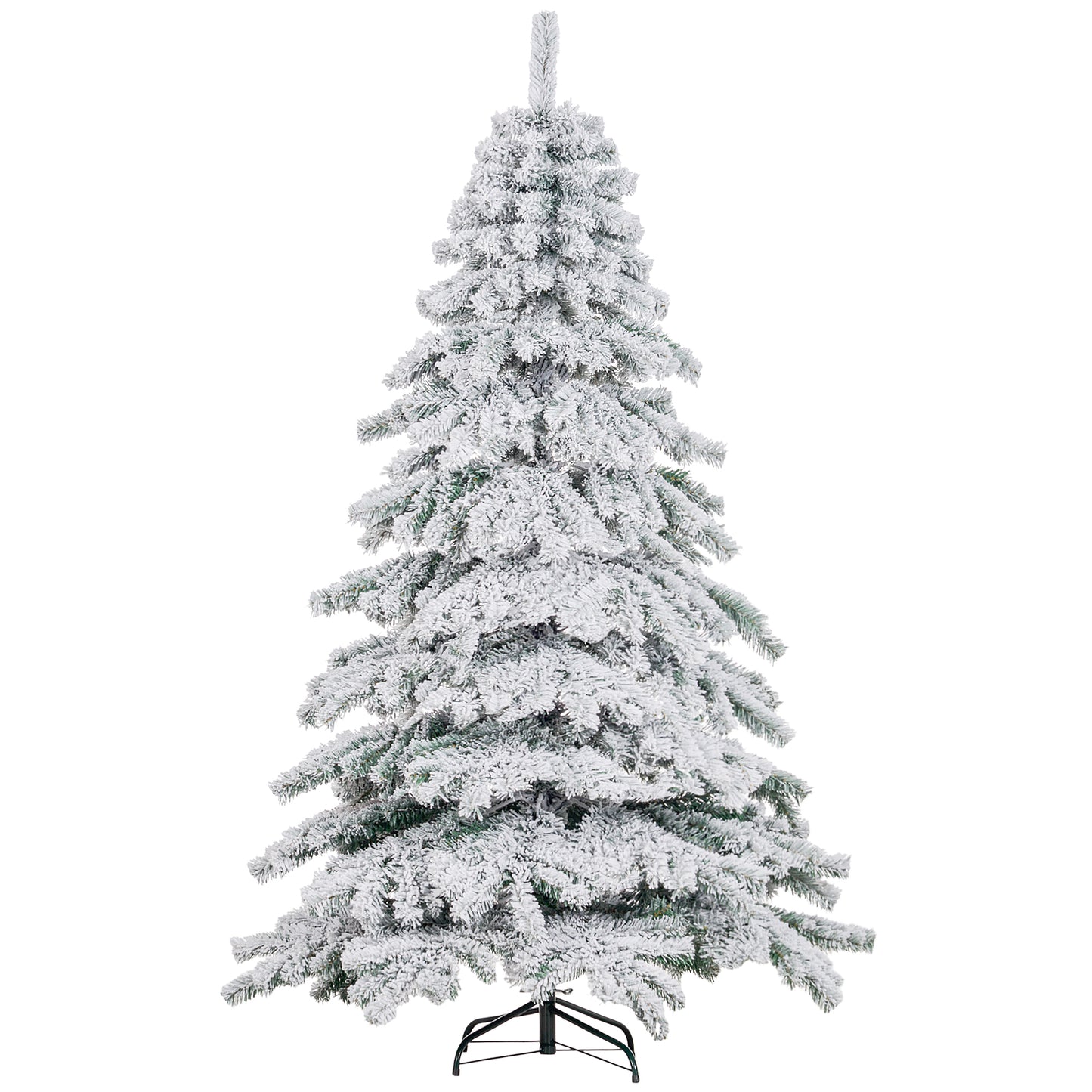 HOMCOM Árbol de Navidad 180 cm Árbol de Navidad Artificial Nevado con 627 Ramas y Soporte de Metal Árbol de Navideño para Salón Verde y Blanco