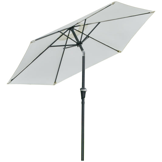 Outsunny Sombrilla de Jardín Ø230x216 cm Parasol de Terraza con Apertura Manual Ángulo Ajustable e Impermeable para Balcón Piscina Crema