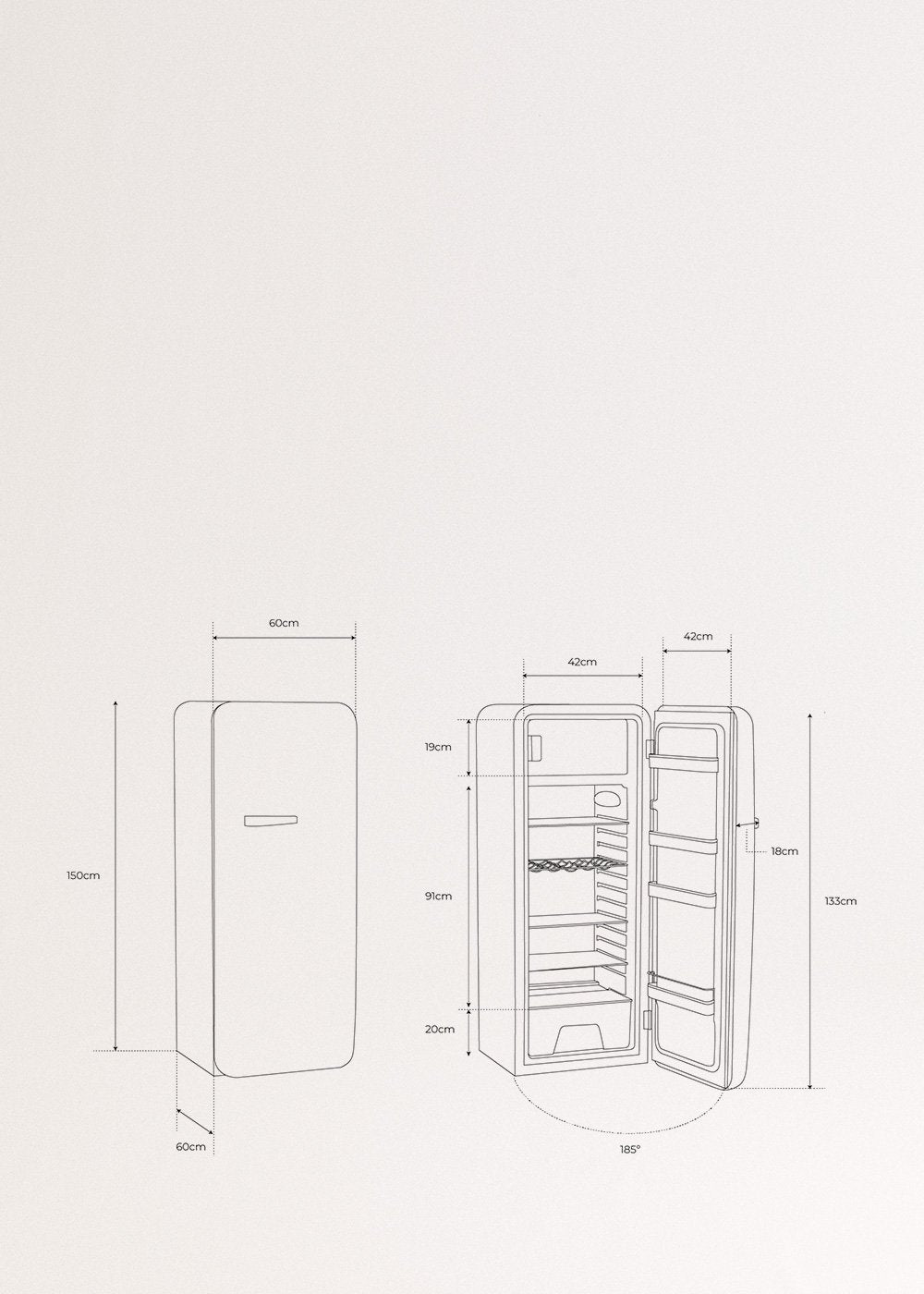 FRIDGE RETRO 281L - Frigorífico de estilo retro