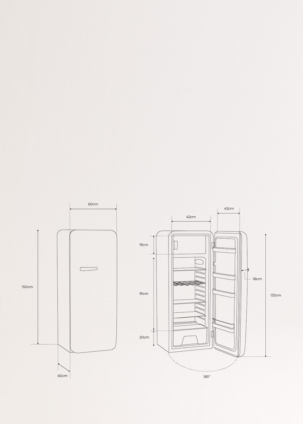 FRIDGE RETRO 281L - Frigorífico de estilo retro