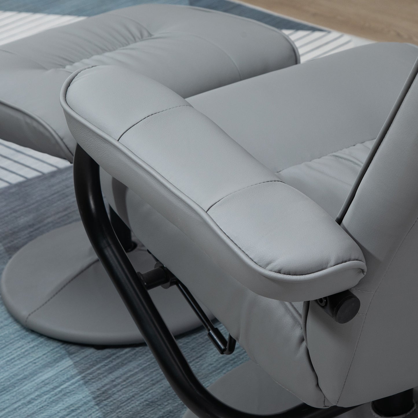 HOMCOM Sillón Relax Reclinable con Reposapiés Sillón de Masaje Eléctrico con 10 Puntos de Masaje Sillón Relax Giratorio con Mando a Distancia para Salón Oficina Gris