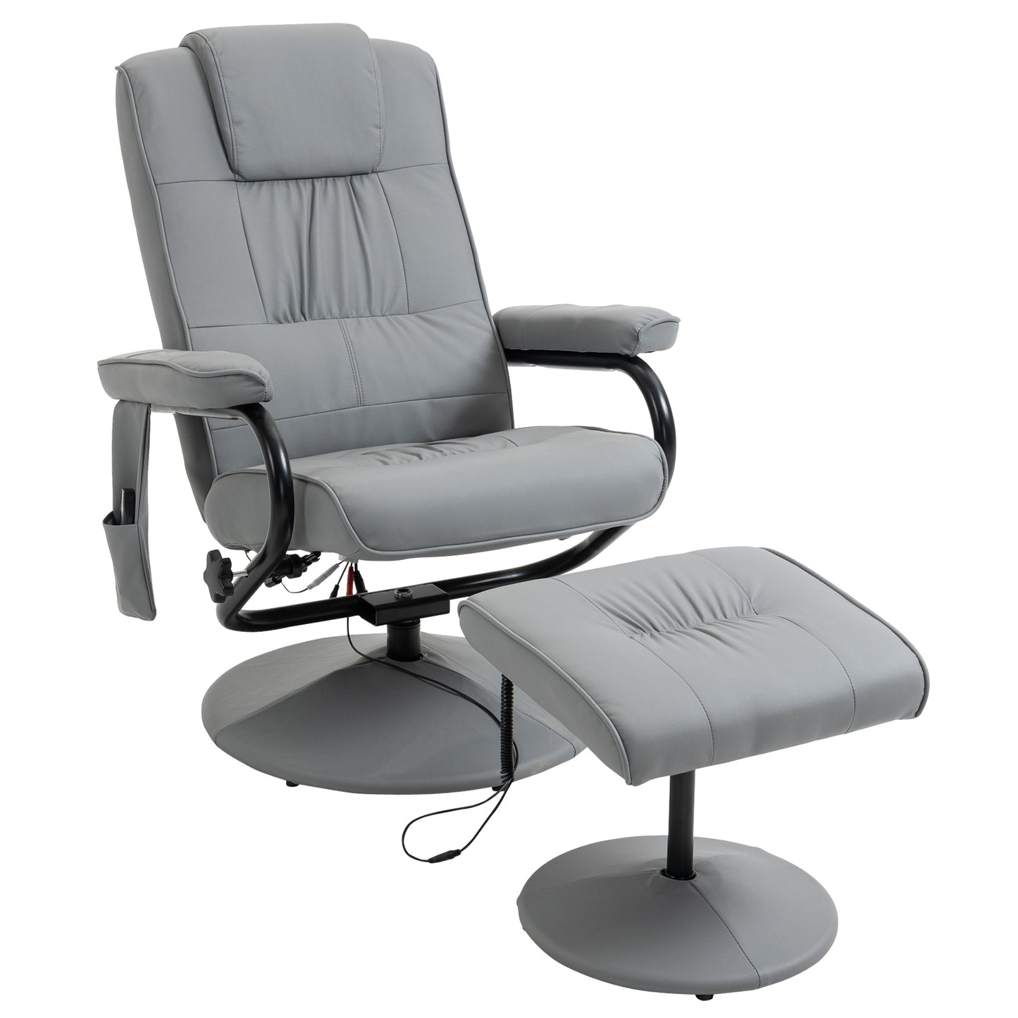 HOMCOM Sillón Relax Reclinable con Reposapiés Sillón de Masaje Eléctrico con 10 Puntos de Masaje Sillón Relax Giratorio con Mando a Distancia para Salón Oficina Gris