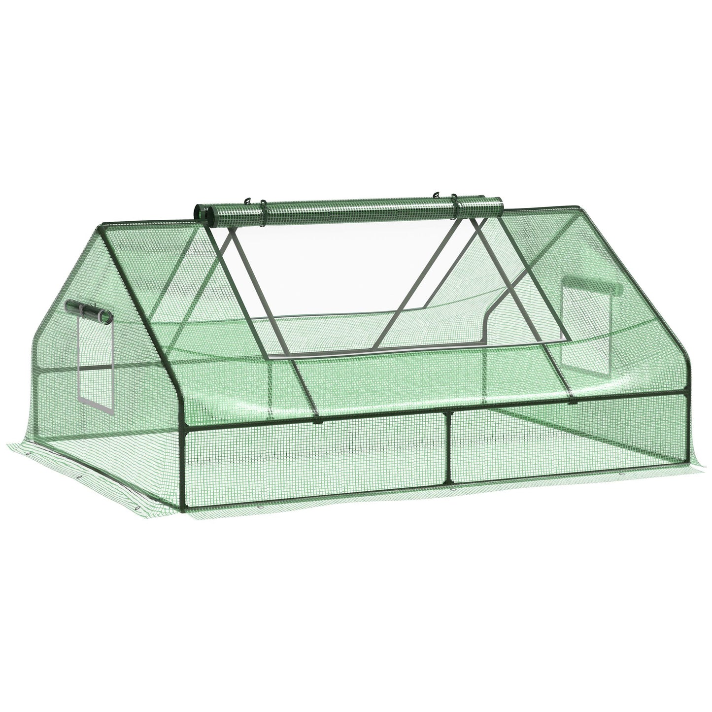 Outsunny Invernadero de Terraza Jardín 180x140x80 cm Tipo Caseta de Acero Plástico con Puertas y Ventanas Enrollables para Cultivo de Plantas Verduras Flores Verde