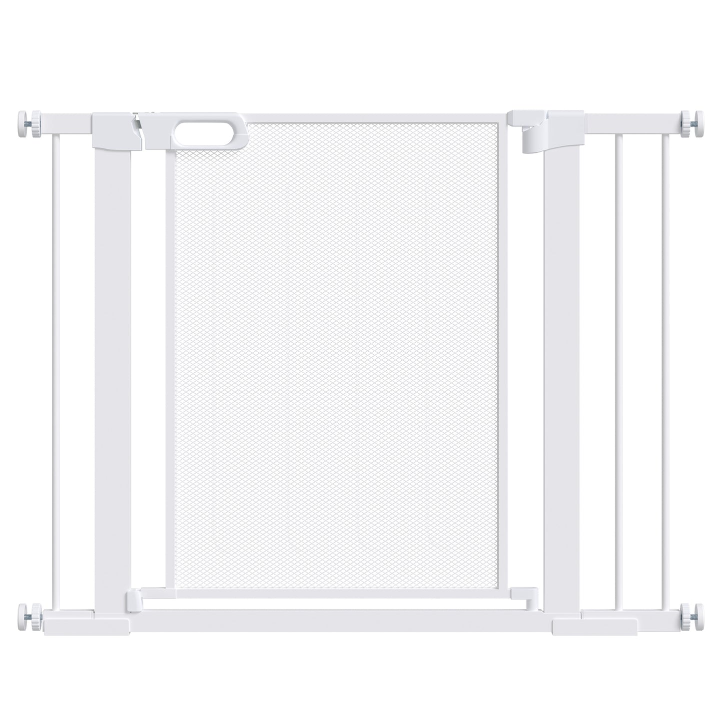 PawHut Barrera de Seguridad para Perros Extensible 75-103 cm Barrera para Escalera Puerta con 2 Extensiones Doble Bloqueo Cierre Automático Blanco