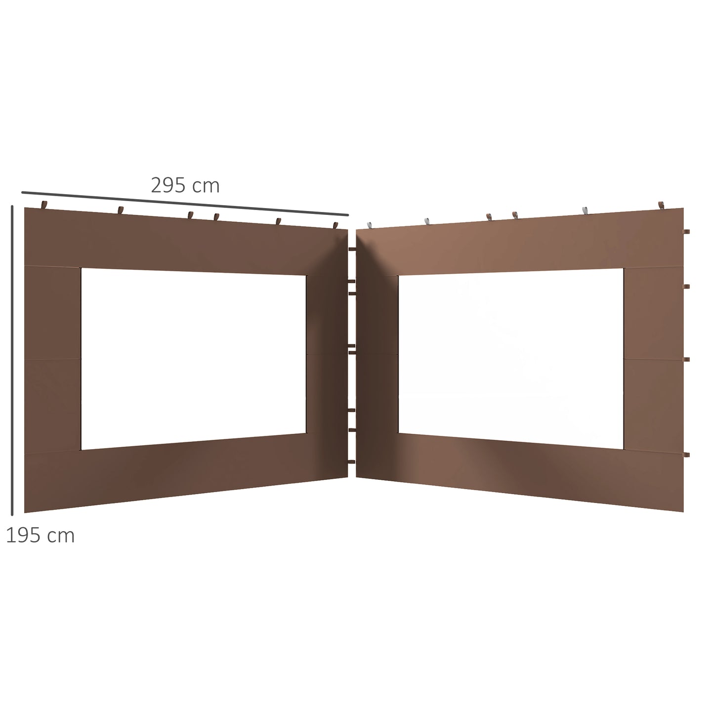 Outsunny Paredes Laterales para Carpa de 2 Paneles 295x195 cm Paredes Laterales de Repuesto de Tela Oxford con Ventana para Carpas de 6x3 m 3x3 m Marrón