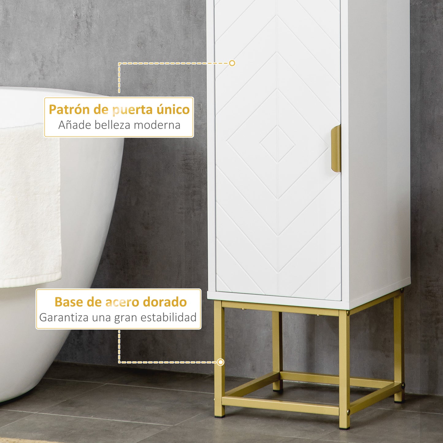 kleankin Columna de Baño Mueble Auxiliar de Baño Armario de Baño con 2 Puertas Compartimiento y Estantes Ajustables Antivuelco Estilo Moderno 30x30x170,7 cm Blanco