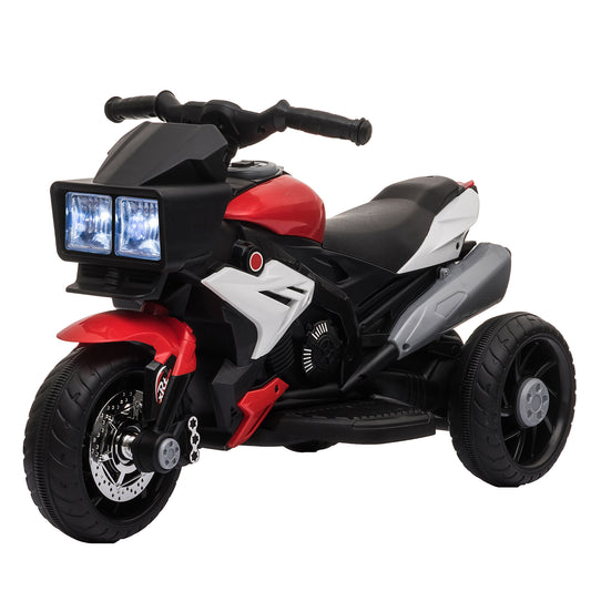 HOMCOM Moto Eléctrica para Niños de +3 Años Moto de Batería 6V con Luces Música Bocina Neumáticos Anchos Moto para Niños con Velocidad 3 km/h Rojo y Negro