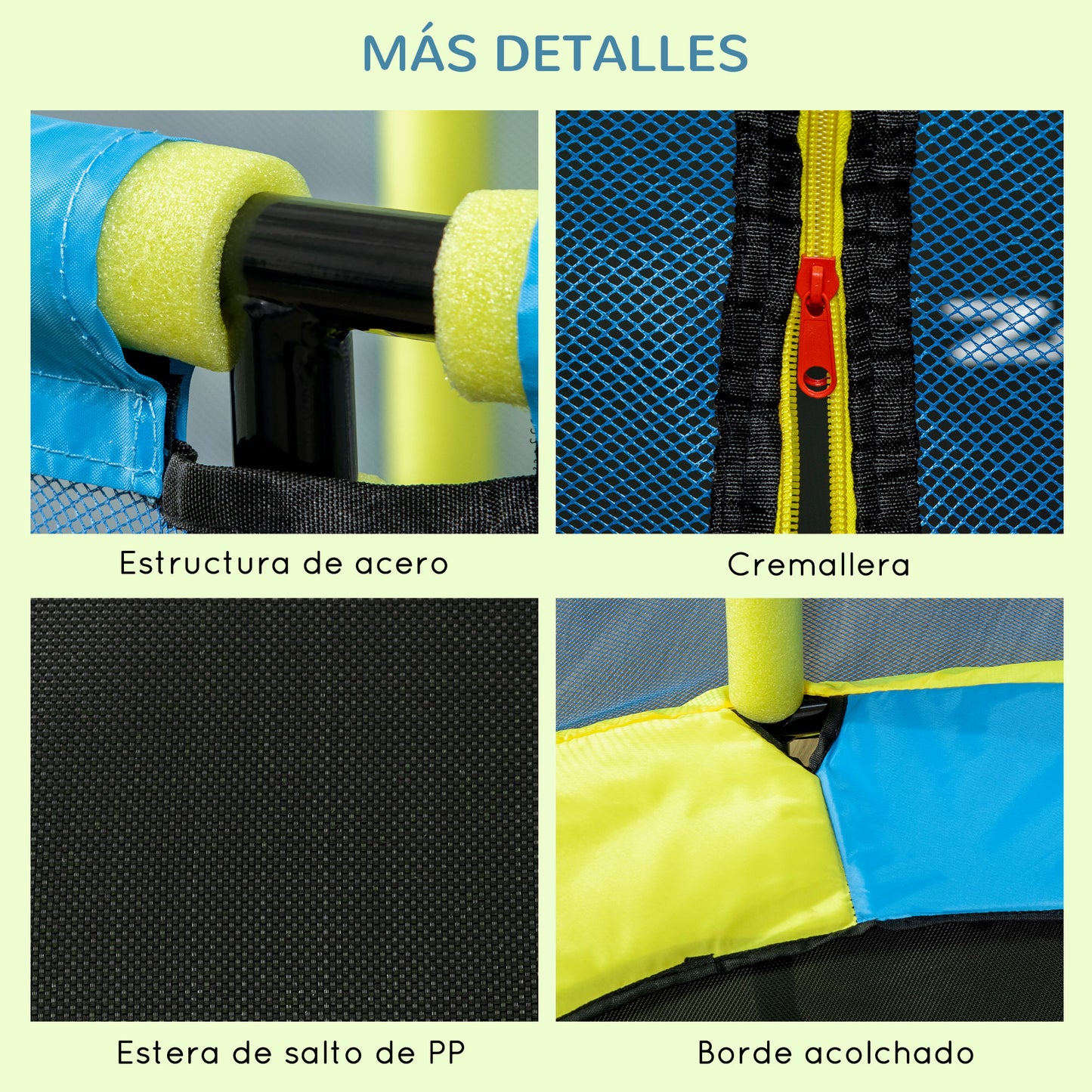 ZONEKIZ Cama Elástica Infantil Ø140 cm con Red de Seguridad Trampolín para Niños de 1-6 Años Cubierta de Bordes para Interior Exterior Carga 50 kg Azul