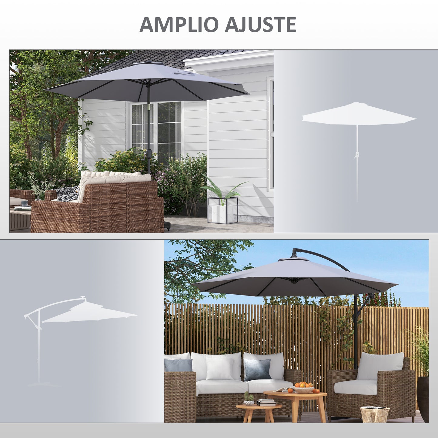 Outsunny Toldo de Recambio de Sombrilla de 3 m Toldo de Repuesto para Sombrilla de Patio con Ventilación Superior Cubierta de Repuesto para Parasol de Poliéster para Exteriores Gris