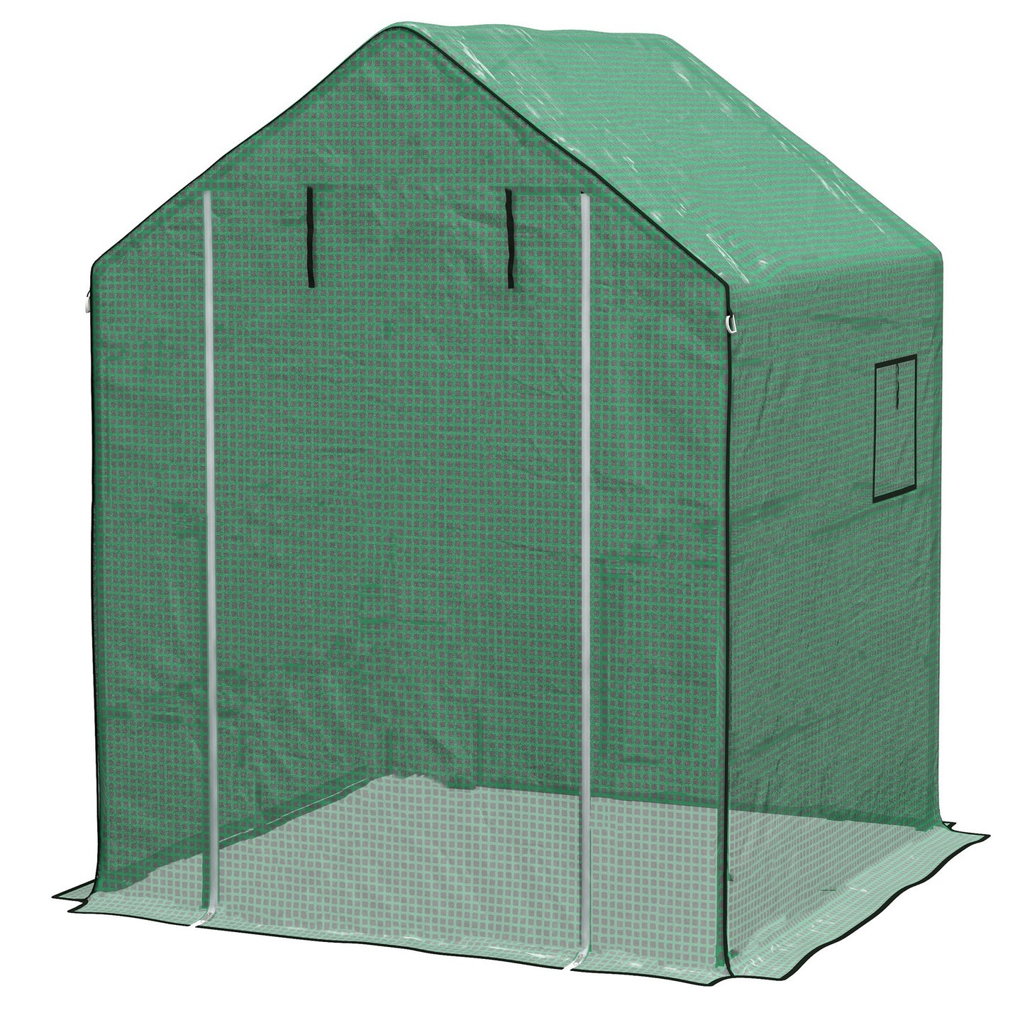 Outsunny Cubierta de Invernadero 140x143x190 cm Cubierta de Repuesto de Invernadero con Ventana Puerta con Cremallera Anti-UV Protección de Plantas para Jardín Verde