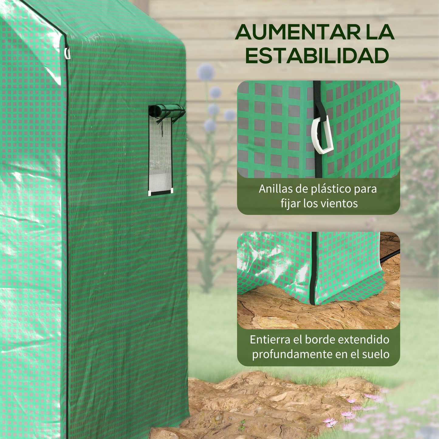 Outsunny Cubierta de Invernadero 140x143x190 cm Cubierta de Repuesto de Invernadero con Ventana Puerta con Cremallera Anti-UV Protección de Plantas para Jardín Verde