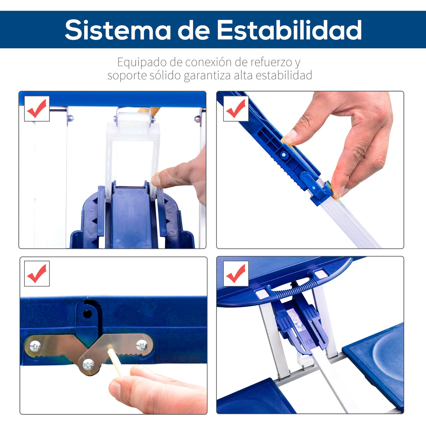 Outsunny Mesa Maleta de Camping Plegable Portátil con 4 Asientos y Agujero para Sombrilla Estructura de Aluminio para Playa Picnic 135,5x84,5x66 cm Azul