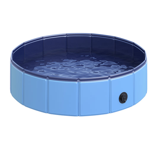 PawHut Piscina Plegable para Perros Gatos Ø80x20 cm Bañera Portátil para Mascotas PVC Antideslizante Múltiples Usos para Interiores y Exteriores Azul