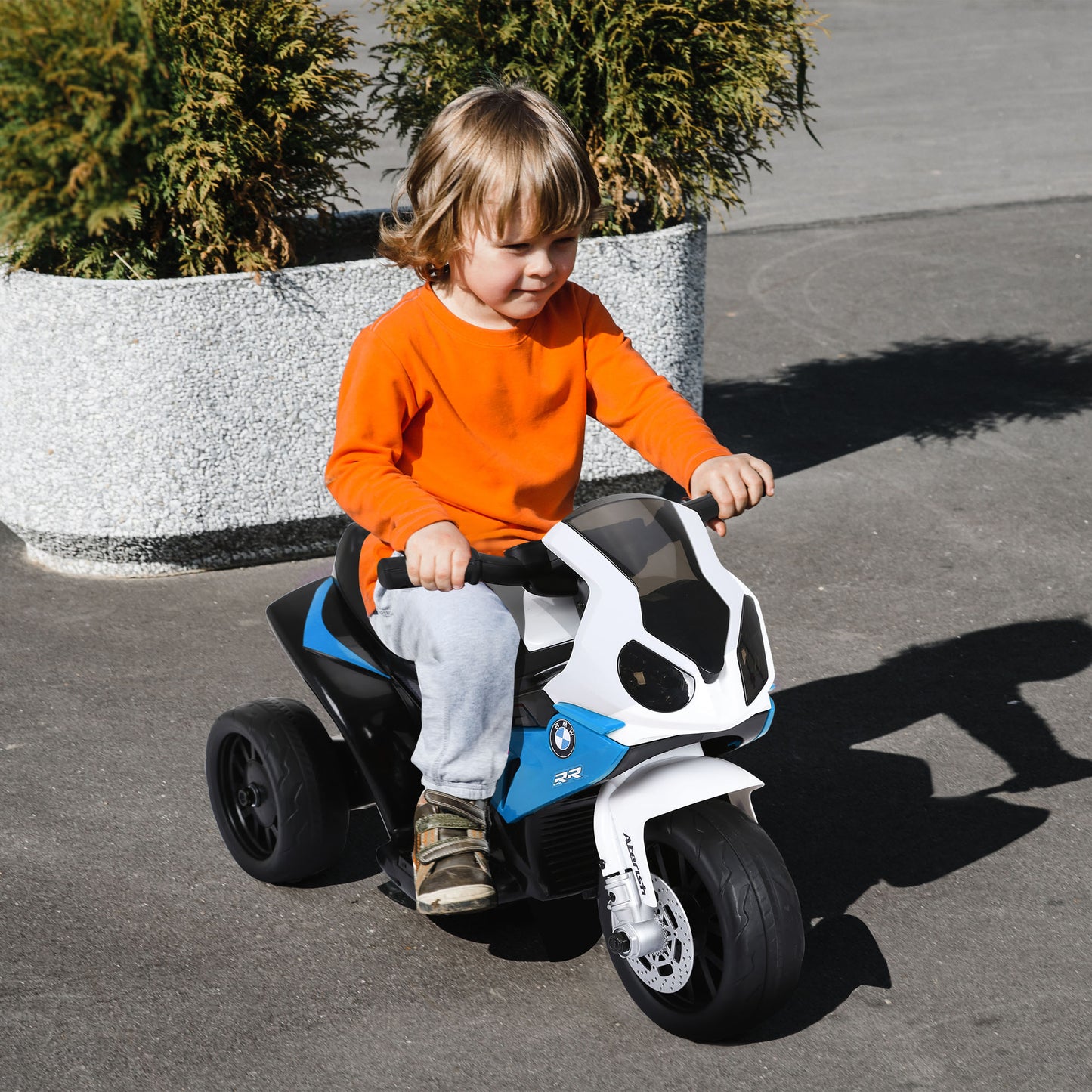 HOMCOM Moto Eléctrica para Niños de 18-36 Meses con Licencia BMW S1000RR Motocicleta de Batería 6V Moto Infantil con Música Carga 20 kg Azul