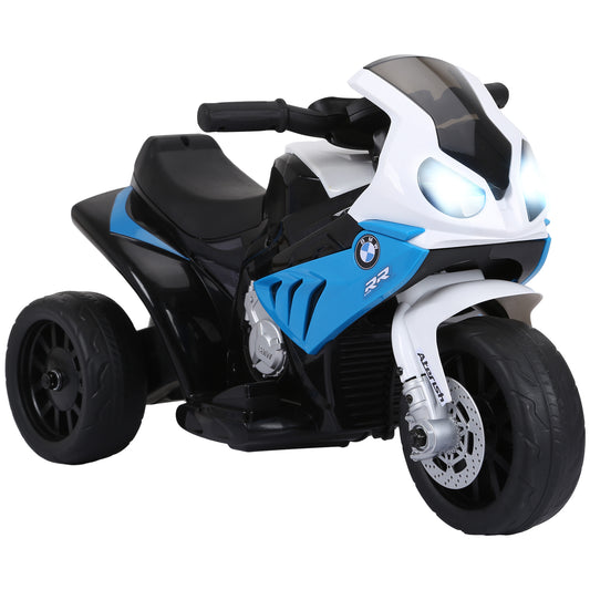 HOMCOM Moto Eléctrica para Niños de 18-36 Meses con Licencia BMW S1000RR Motocicleta de Batería 6V Moto Infantil con Música Carga 20 kg Azul