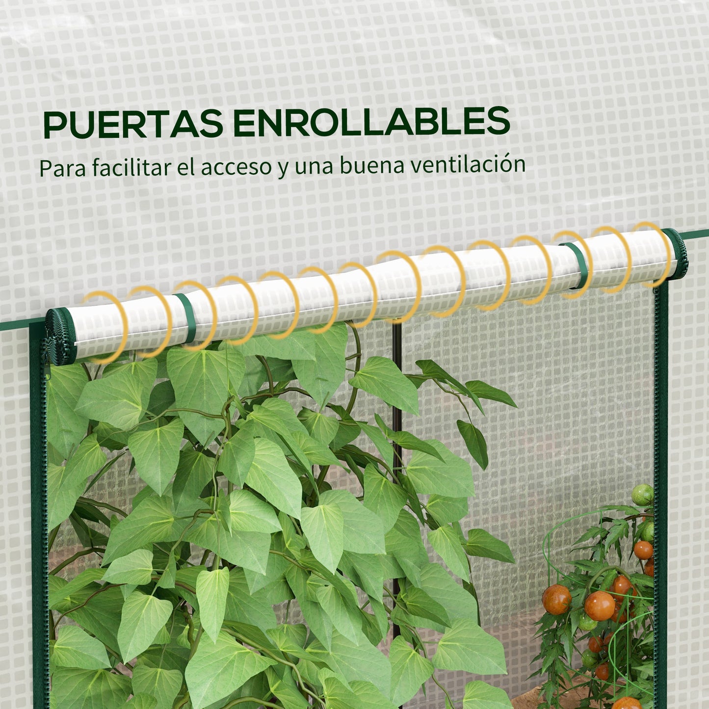 Outsunny Invernadero Pequeño Invernadero de Exterior con Doble Puerta con Cremallera y Cubierta de PE Invernadero para Cultivar Plantas Flores 200x100x178 cm Blanco