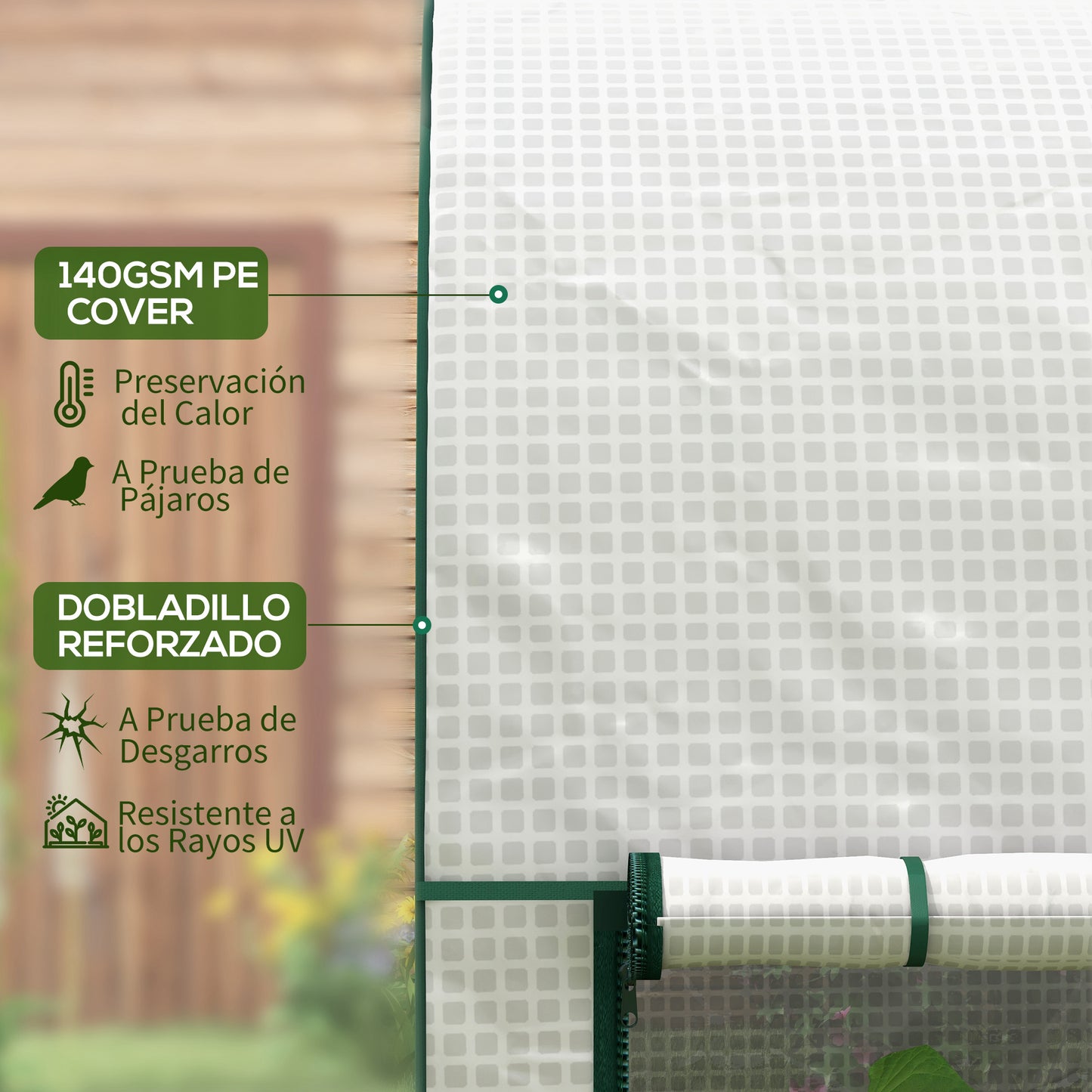 Outsunny Invernadero Pequeño Invernadero de Exterior con Doble Puerta con Cremallera y Cubierta de PE Invernadero para Cultivar Plantas Flores 200x100x178 cm Blanco