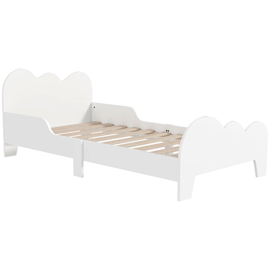 AIYAPLAY Cama para Niños de +3 Años 140x70 cm Estructura de Cama Infantil Tema de Nubes con Barandilla para Dormitorio Blanco