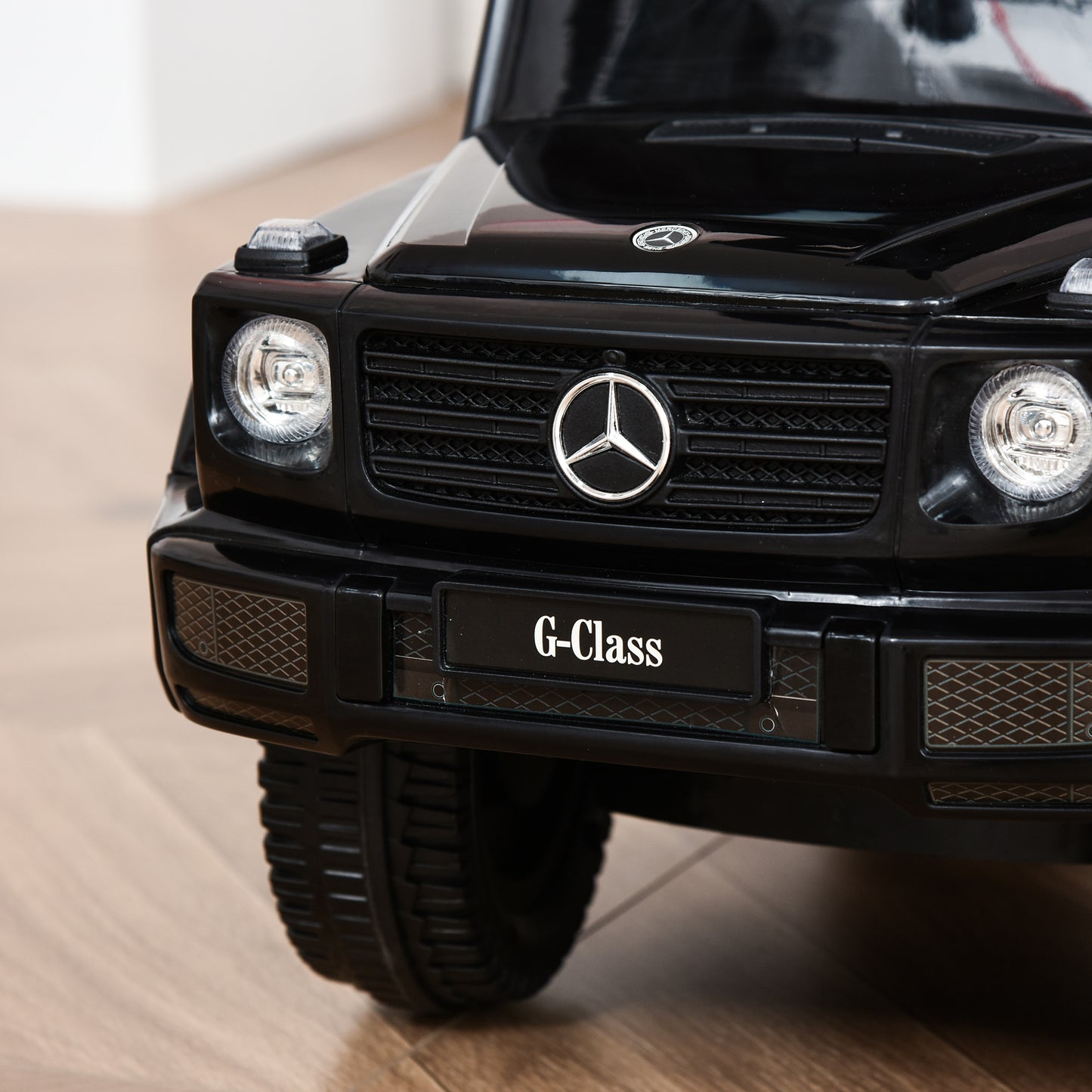 HOMCOM Coche Correpasillos para Niños +12 Meses Mercedes G350 Empujador Andador con Bocina Capota Extraíble Respaldo y Barandilla 85,5x40,5x95 cm Negro