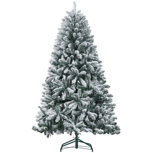 HOMCOM Árbol de Navidad 180 cm Árbol de Navidad Artificial Nevado con 796 Ramas y Soporte de Metal Árbol Navideño para Salón Interior Verde