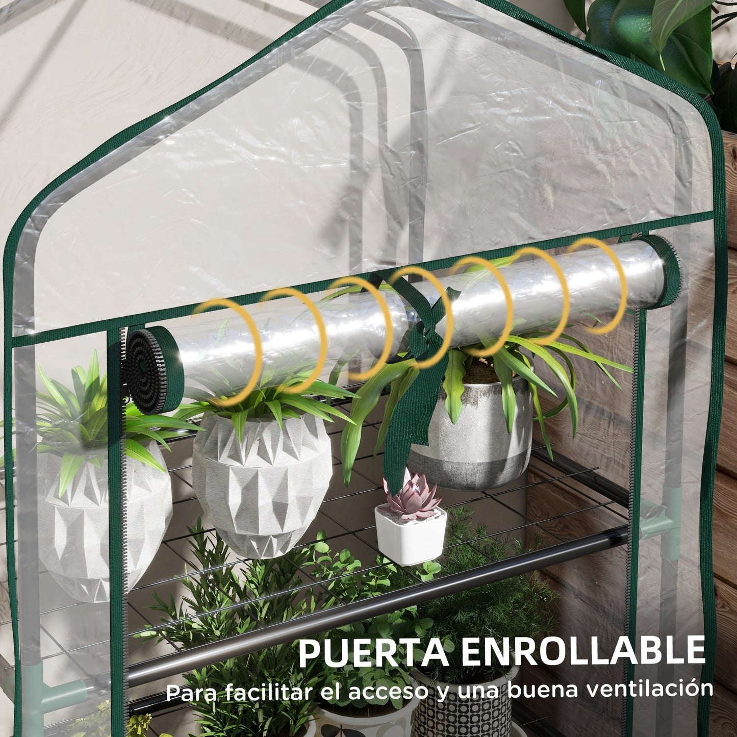 Outsunny Invernadero de Jardín de 3 Niveles Invernadero de Terraza con 3 Estantes 1 Puerta con Cremallera para Cultivo de Plantas Flores Verduras 59x39x127 cm Transparente