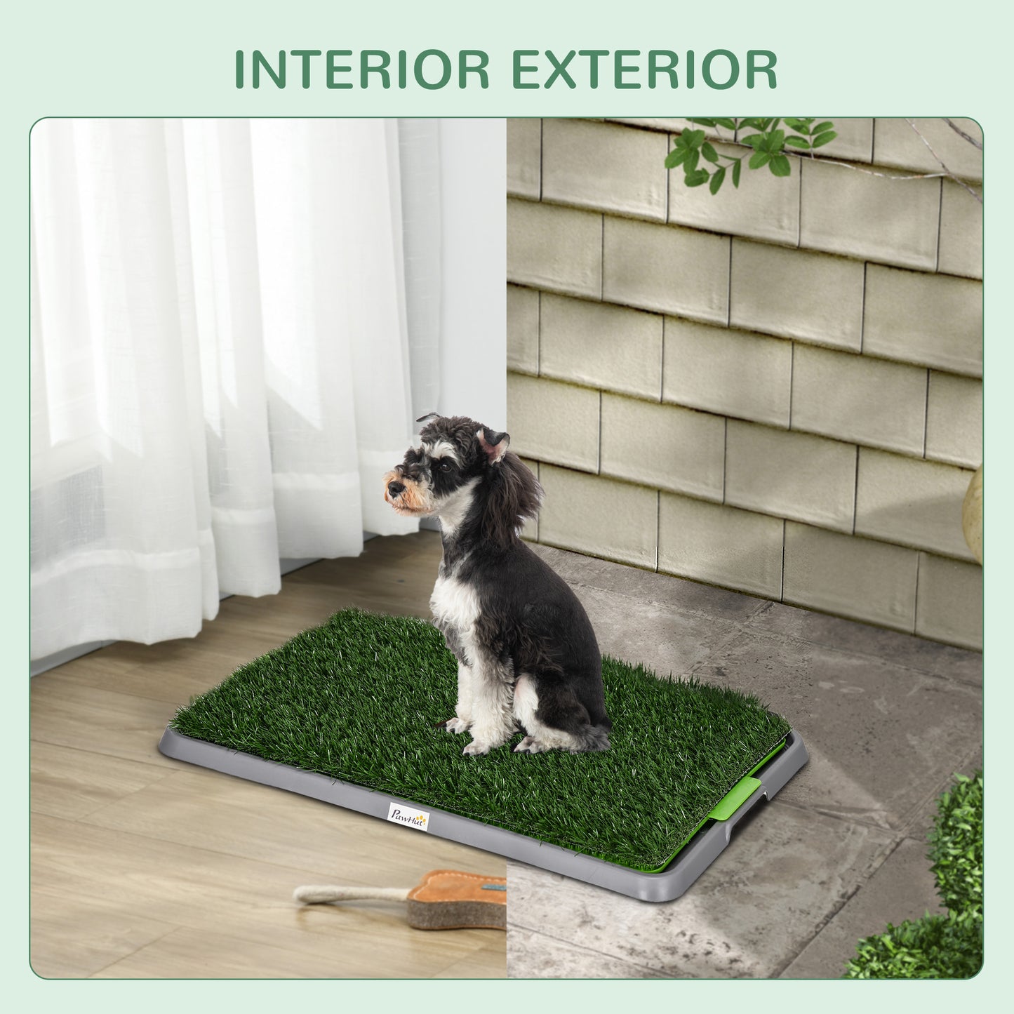 PawHut Inodoro para Perros con 2 Céspedes Artificiales Arenero para Perros con Rejilla y Bandeja para Entrenamiento de Cachorros en Exterior e Interior 67x41x3,5 cm Verde