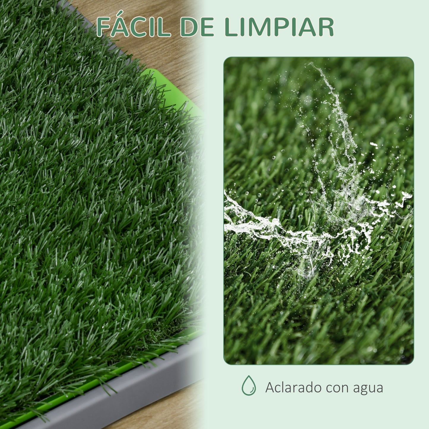 PawHut Inodoro para Perros con 2 Céspedes Artificiales Arenero para Perros con Rejilla y Bandeja para Entrenamiento de Cachorros en Exterior e Interior 67x41x3,5 cm Verde