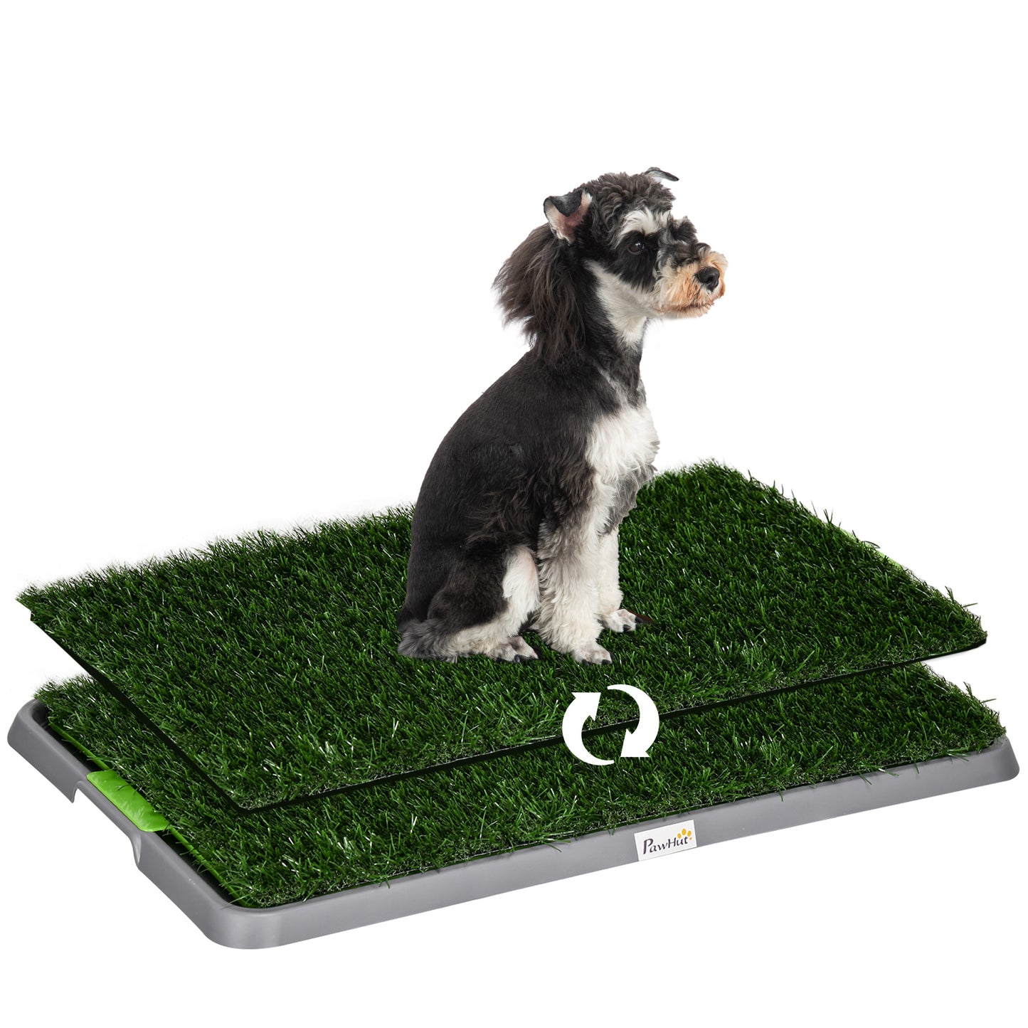 PawHut Inodoro para Perros con 2 Céspedes Artificiales Arenero para Perros con Rejilla y Bandeja para Entrenamiento de Cachorros en Exterior e Interior 67x41x3,5 cm Verde