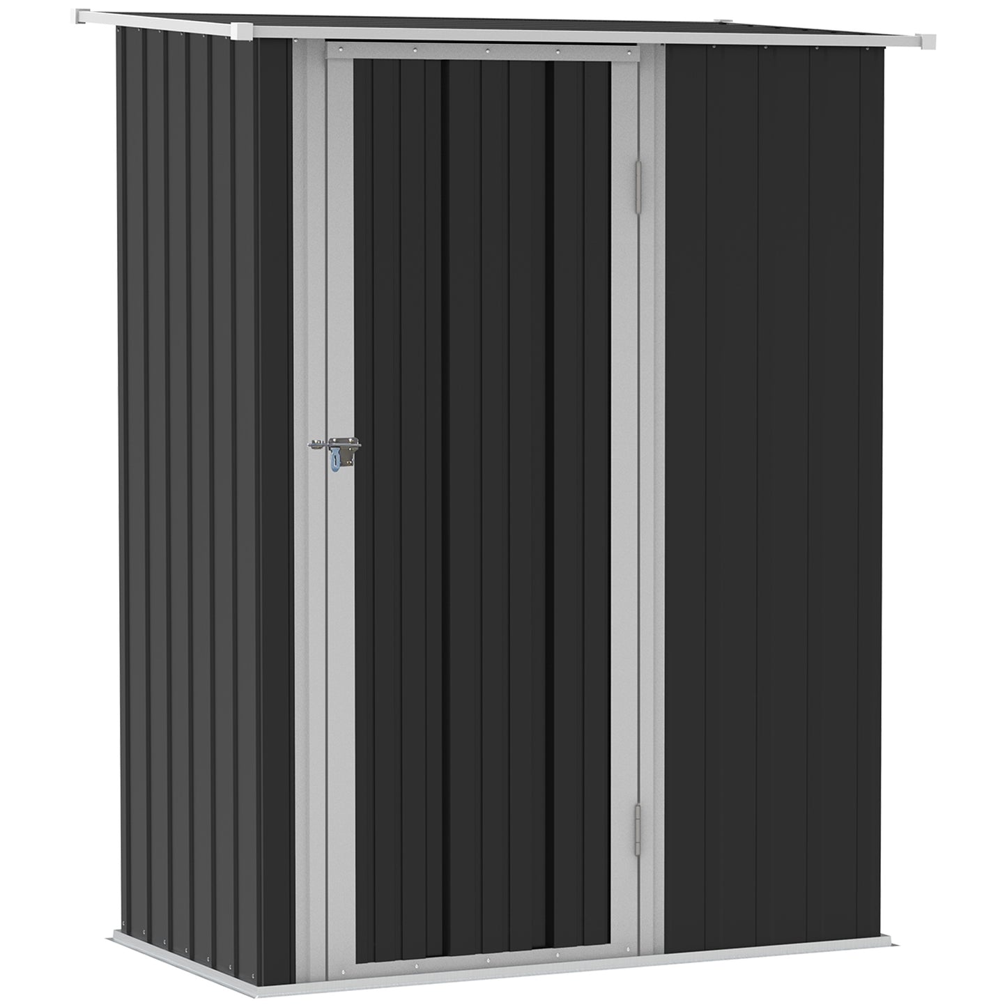 Outsunny Caseta de Jardín 1,07 m² 142x84x189 cm Cobertizo Exterior Metálico con Puerta Cerradura y Orificios de Drenaje para Almacenamiento de Herramientas Gris