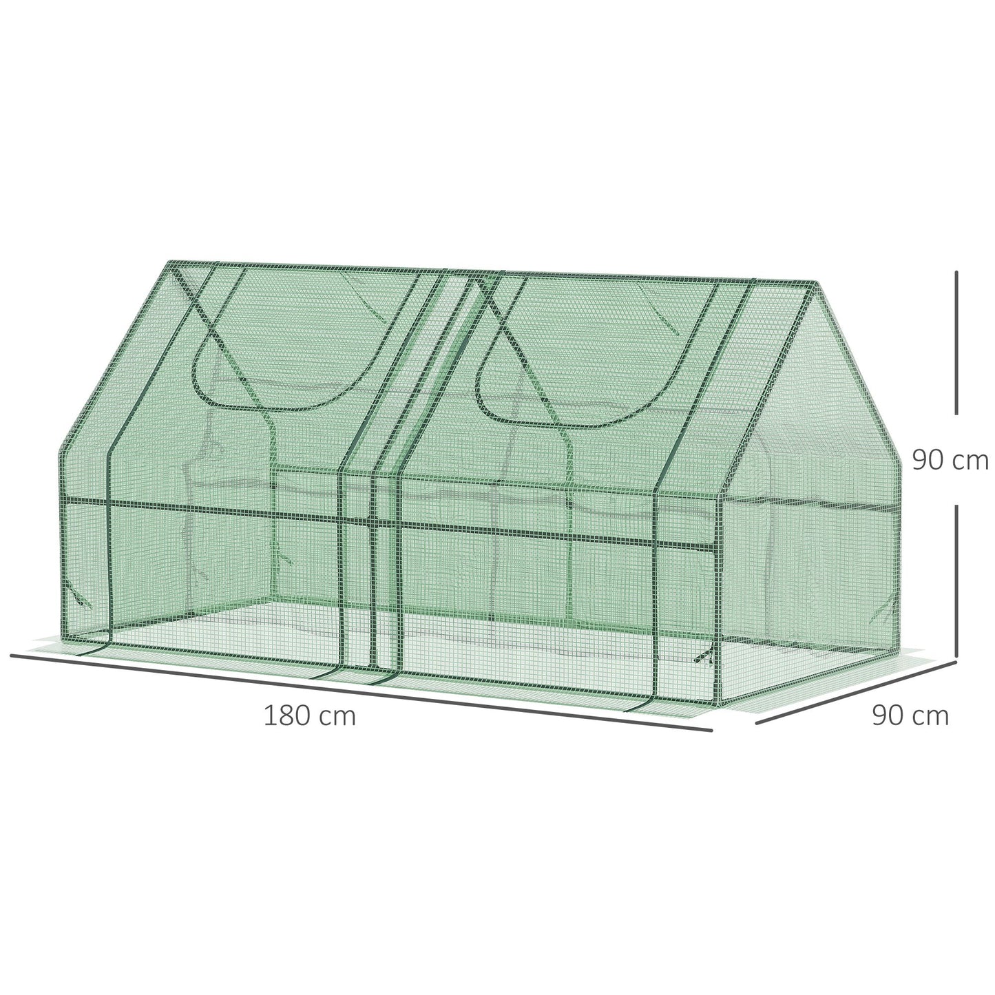 Outsunny Invernadero Pequeño Invernadero de Exterior con Cubierta Doble Ventanas y Marco de Acero Invernadero para Cultivar Tomates Plantas Flores 180x90x90 cm Verde