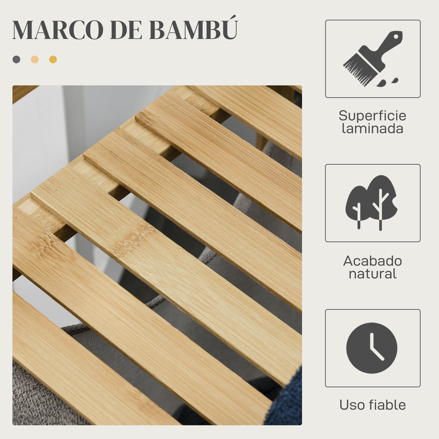 HOMCOM Cesto para Ropa Sucia de Bambú Cesto de la Ropa Sucia con 2 Bolsas Extraíbles y Estante Carga 20kg 2x40,6L para Baño Dormitorio 64x33x73 cm Natural