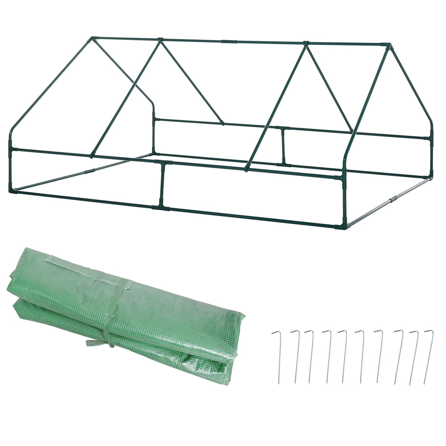 Outsunny Invernadero de Terraza Jardín 180x140x80 cm Tipo Caseta de Acero Plástico con Puertas y Ventanas Enrollables para Cultivo de Plantas Verduras Flores Verde