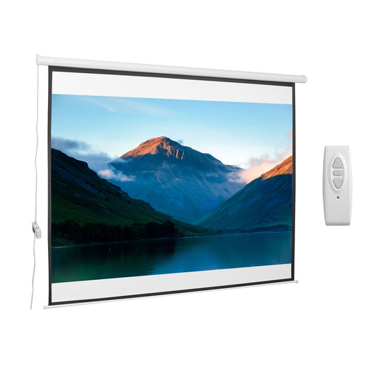 HOMCOM Pantalla de Proyector Eléctrica 120 Pulgadas Pantalla de Proyección Portátil Formato 4:3 con Mando a Distancia Tela de Proyección para Interior y Exterior 244x183 cm Blanco