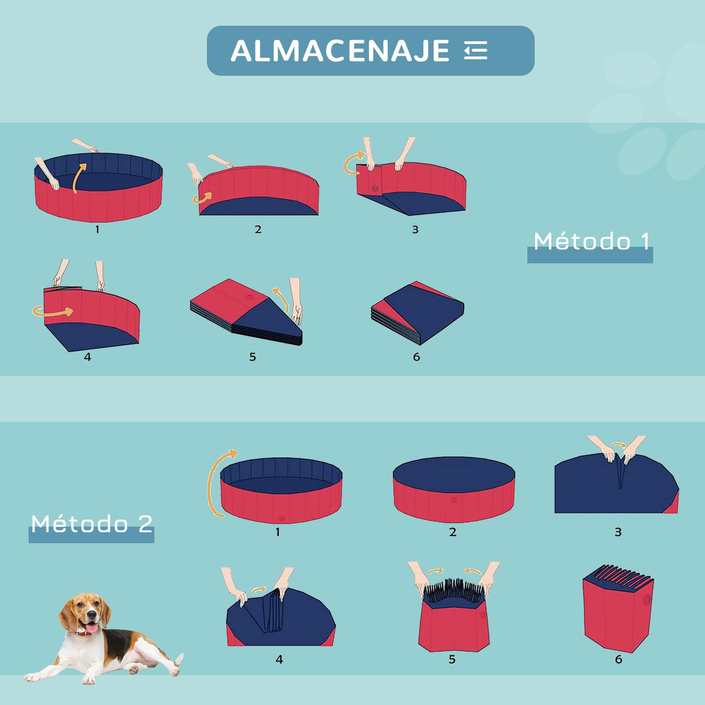 PawHut Piscina Plegable para Perros Gatos Ø80x20 cm Bañera Portátil para Mascotas PVC Antideslizante Múltiples Usos para Interiores y Exteriores Rojo