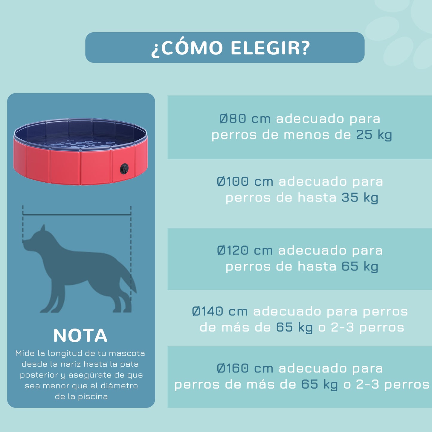 PawHut Piscina Plegable para Perros Gatos Ø80x20 cm Bañera Portátil para Mascotas PVC Antideslizante Múltiples Usos para Interiores y Exteriores Rojo