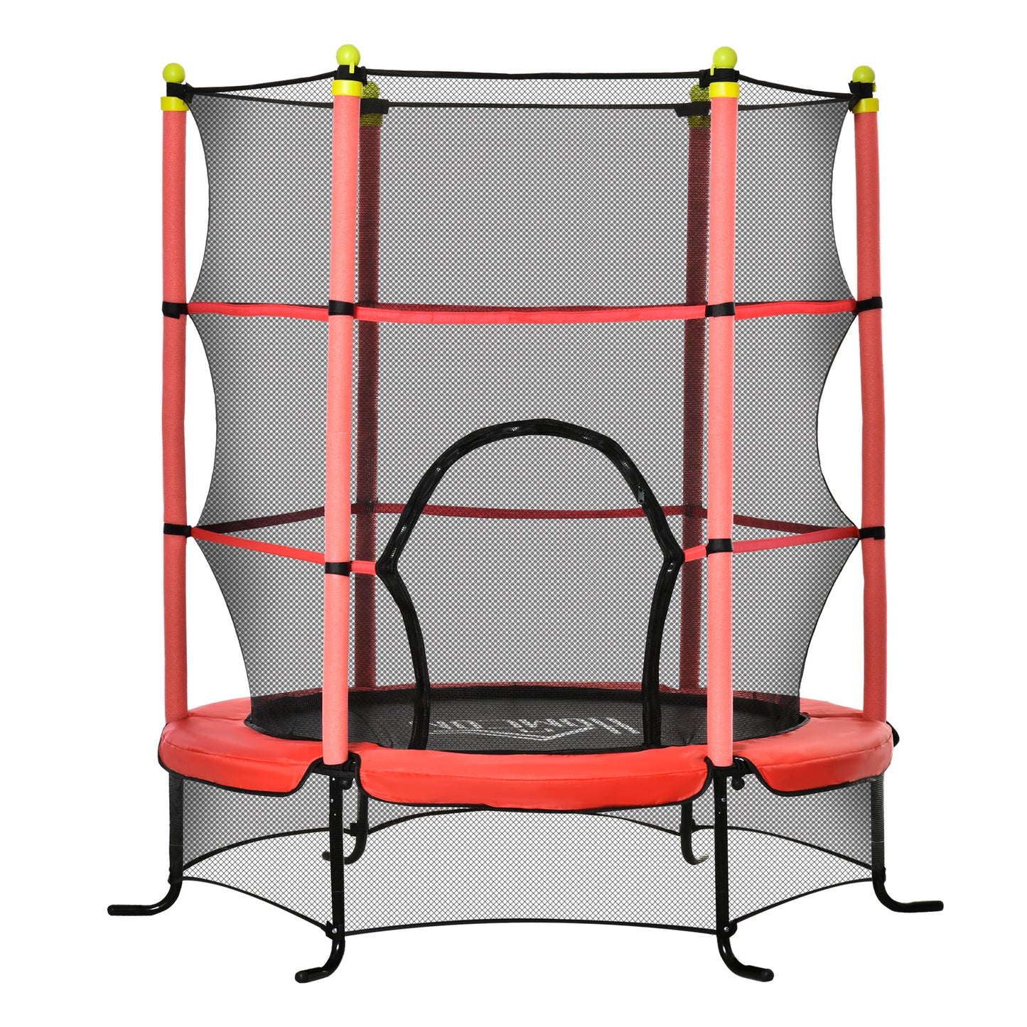 HOMCOM Cama Elástica Infantil Trampolín para Niños +3 Años Ø163x163 cm Red de Seguridad y Cubierta Protectora Carga 50 kg para Interior Exterior Rojo