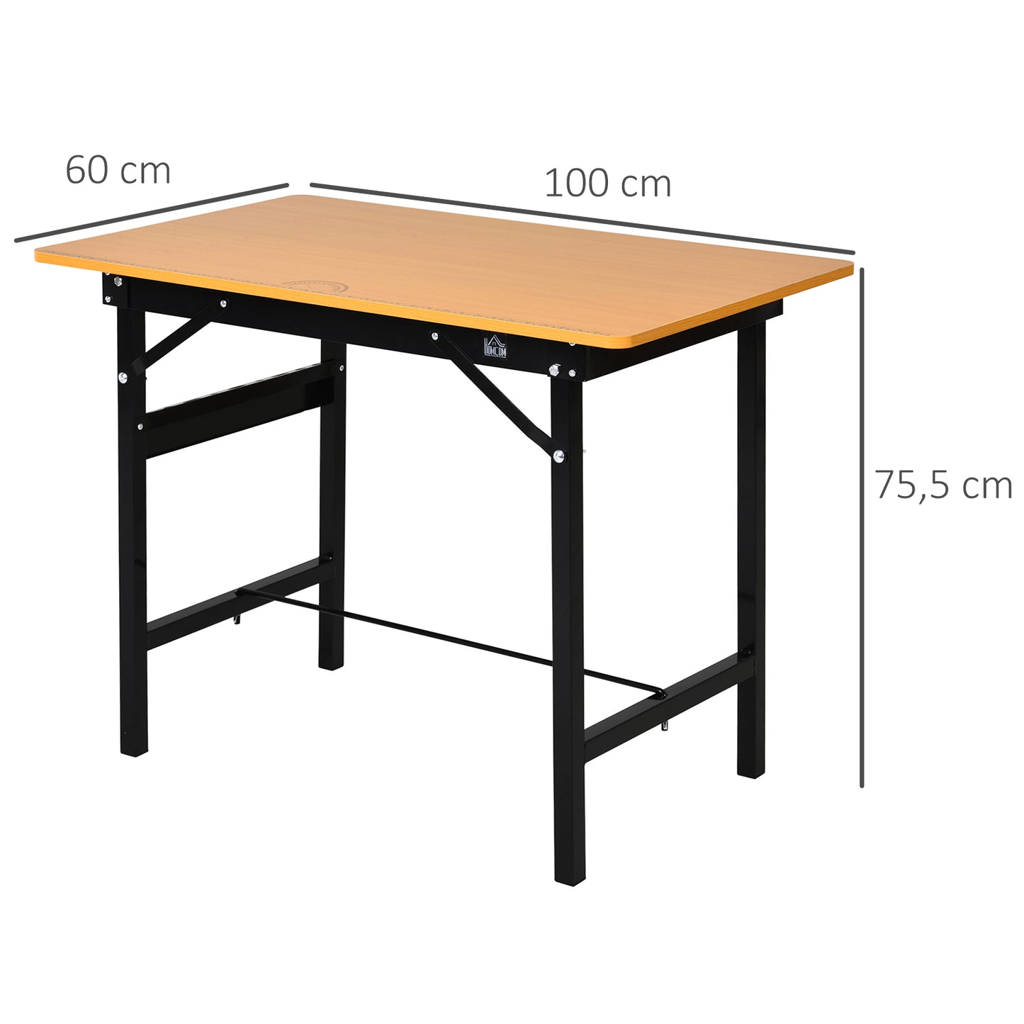 HOMCOM Banco de Trabajo Plegable Mesa de Trabajo Plegable con Regla Transportador Carga 100 kg 100x60x75,5 cm Natural y Negro