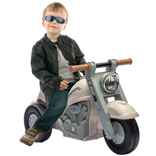 AIYAPLAY Moto Correpasillos para Niños de 2-5 Años Correpasillos con Música Burbujas Carga 30 kg 80x35,5x42 cm Crema