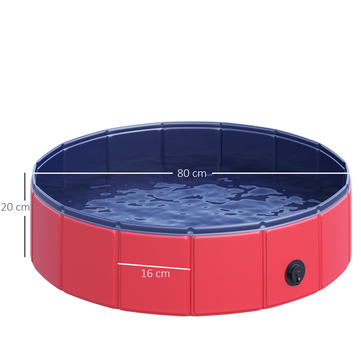 PawHut Piscina Plegable para Perros Gatos Ø80x20 cm Bañera Portátil para Mascotas PVC Antideslizante Múltiples Usos para Interiores y Exteriores Rojo