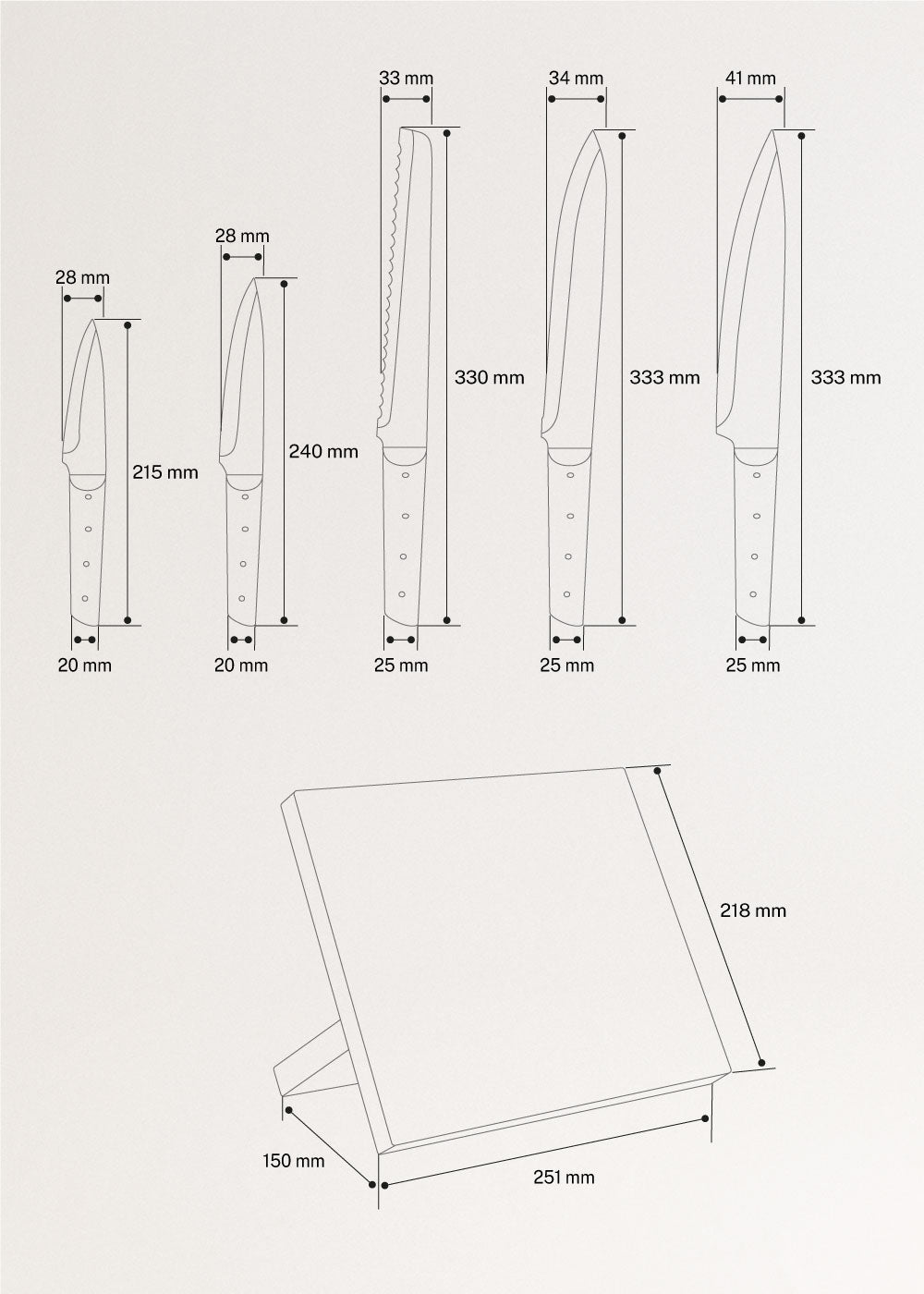 KITCHENWARE ESSENTIALS - Set de cuchillos de cocina con imán