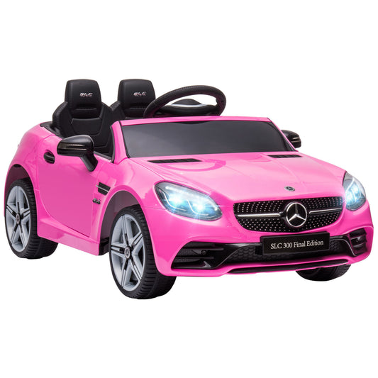 AIYAPLAY Coche Eléctrico Mercedes SLC 300 12V para Niños de 3-6 Años con Mando a Distancia Faros LED Bocina Música TF USB y Apertura de Puerta 3-5 km/h 107x62,5x44 cm Rosa