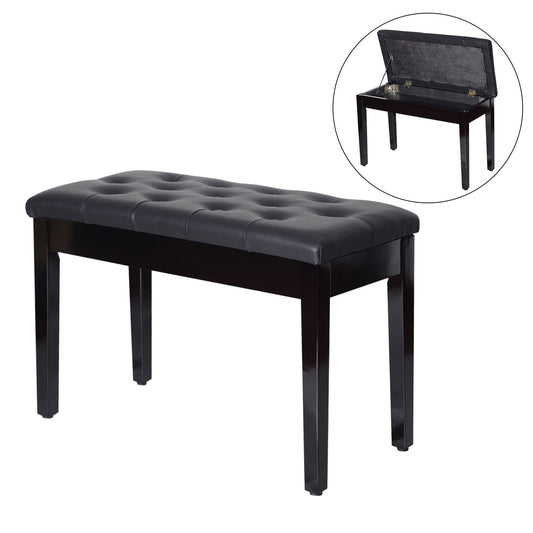 HOMCOM Taburete de Piano Banco de Teclado con Espacio de Almacenamiento Bajo del Asiento de Cuero Sintético 75x35x50 cm Negro